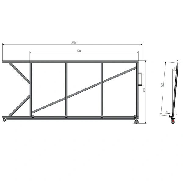 Стеллаж для вертикального хранения листового металла 3,0х1,5_1т_7к
